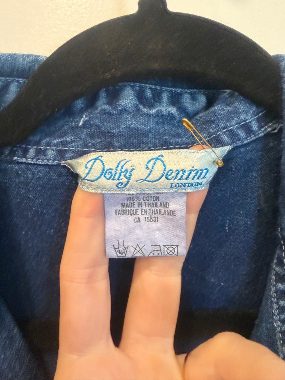 Vintage Dolly Denim Dark Blue Embroidered Denim Midi Dress - Picture 6 of 14